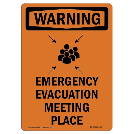 Signmission OSHA WARNING Sign, Emergency Evacuation, 7in X 5in Decal, 5" W, 7" L, Portrait, OS-WS-D-57-V-13152 OS-WS-D-57-V-13152